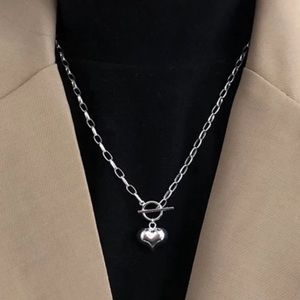Sterling Silver Heart Necklace on Chain - 18 inches